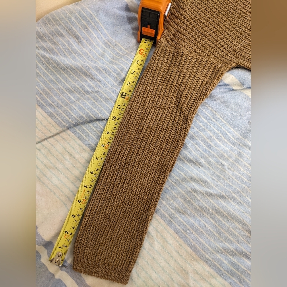 Women's Long Sleeve Tan Sweater - Picture 4 of 8